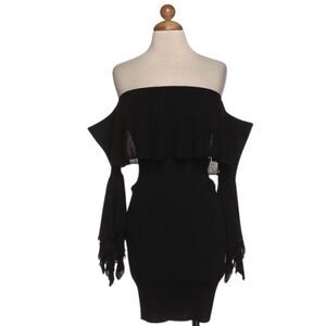 New off the shoulder black knit dress